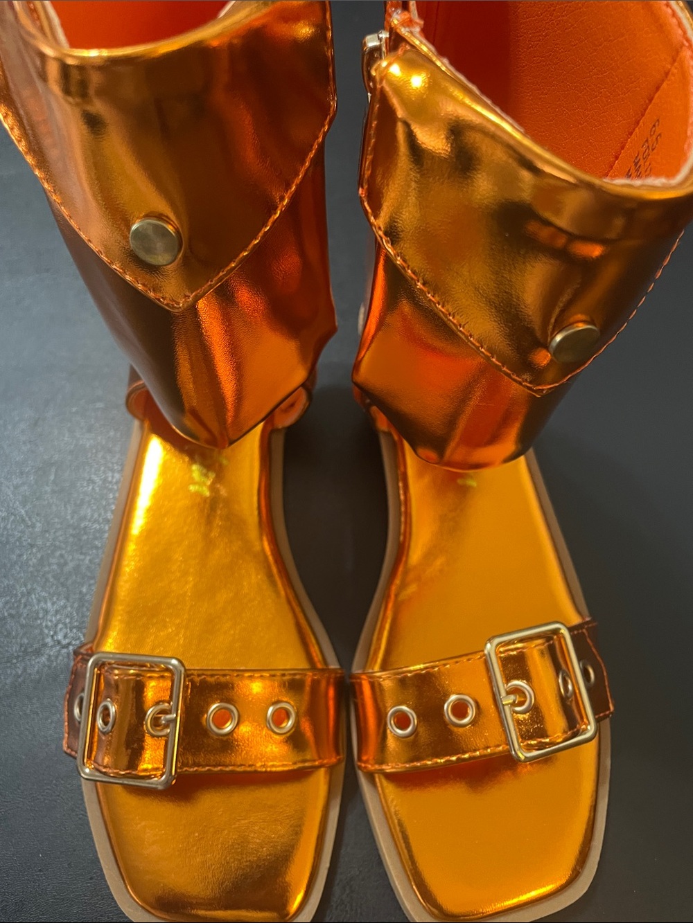 Cape Robbin Metallic Orange Cargo Pocket Sandal NWT Sz. 6.5 super cute